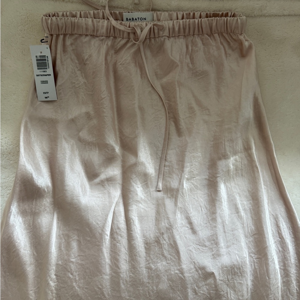 Aritzia Babaton Silk nude midi skirt